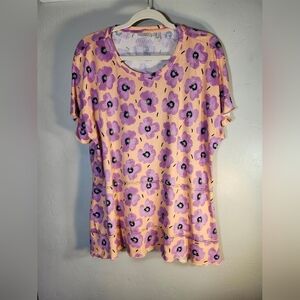 LOGO Floral Peach and Lavender Cotton Blend Sz L